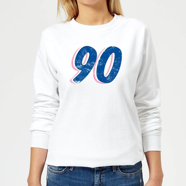 90 Distressed Women's Sweatshirt - White - M - White on Productcaster.