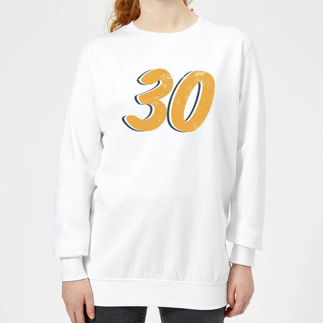 30 Distressed Women's Sweatshirt - White - M - Weiß on Productcaster.