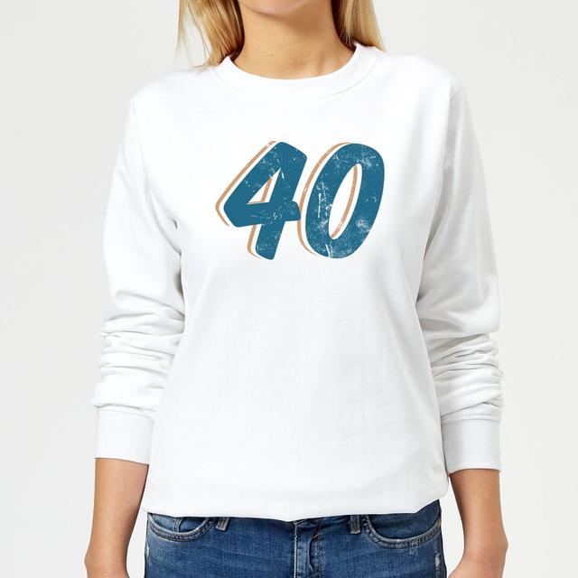 40 Distressed Women's Sweatshirt - White - M - Weiß on Productcaster.