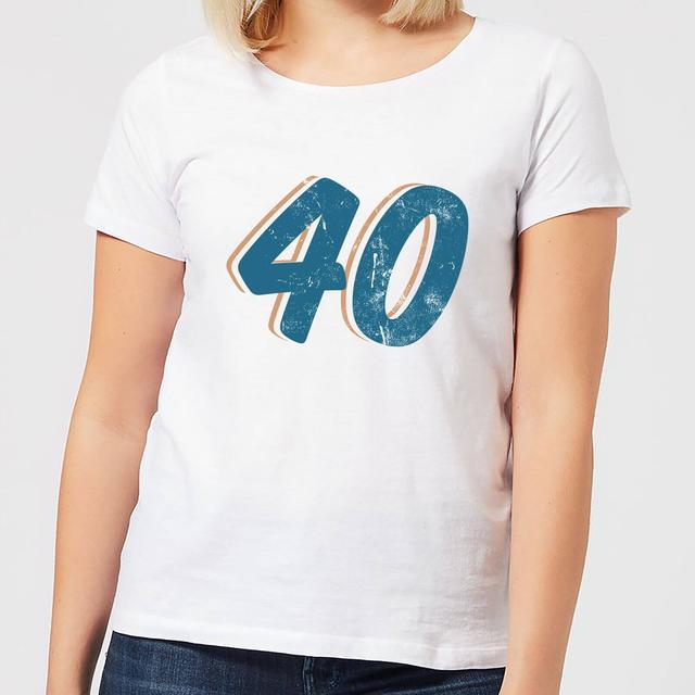 40 Distressed Women's T-Shirt - White - M - White on Productcaster.