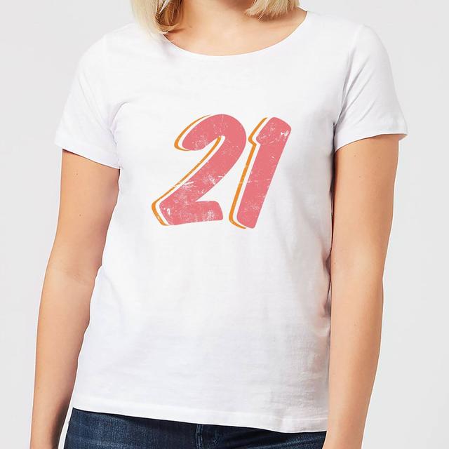 21 Distressed Women's T-Shirt - White - XXL - Weiß on Productcaster.