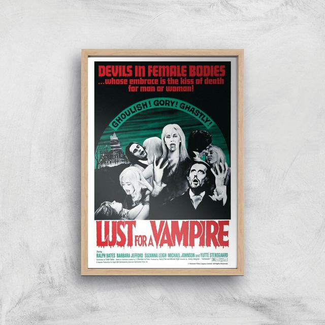 Devils In Female Bodies - Lust For A Vampire Giclee Art Print - A3 - Wooden Frame on Productcaster.