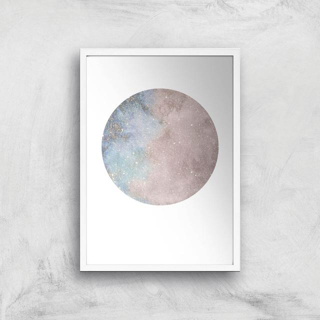 Colourful Moon Art Print - A3 - White Frame on Productcaster.