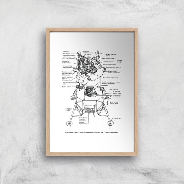 Lunar Schematic Art Print - A4 - Wooden Frame on Productcaster.