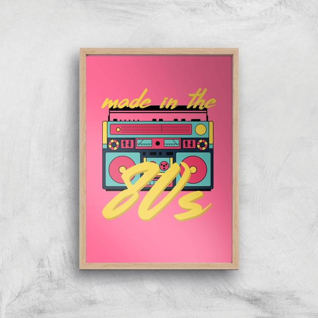 Made In The 80s Boombox Art Print - A2 - Wooden Frame on Productcaster.