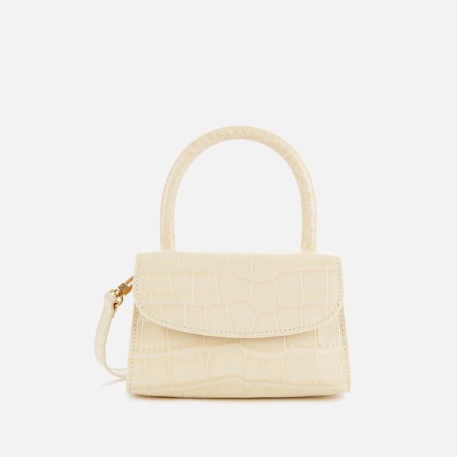 BY FAR Women's Mini Croco Top Handle Bag - Cream on Productcaster.