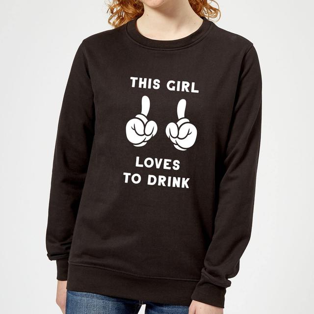 This Girl Loves To Drink Women's Sweatshirt - Black - S - Schwarz on Productcaster.