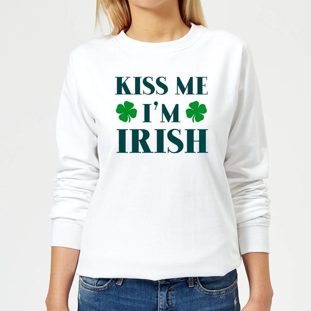 Kiss Me I'm Irish Women's Sweatshirt - White - XL - White on Productcaster.