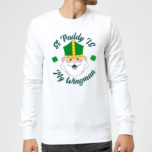 St Paddy Is My Wingman Sweatshirt - White - L - Weiß on Productcaster.