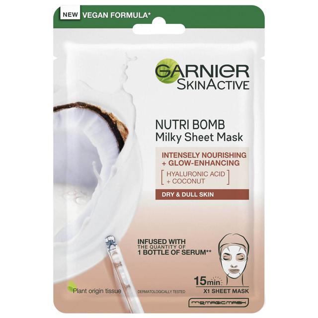 Garnier Nutri Bomb Milky Sheet Mask Coconut and Hyaluronic Acid 28g on Productcaster.