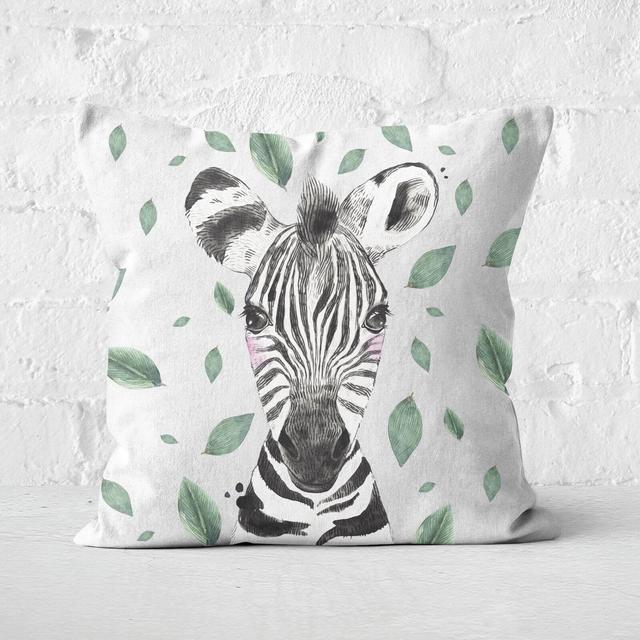 Zebra And Leaves Square Cushion - 40x40cm - Soft Touch on Productcaster.