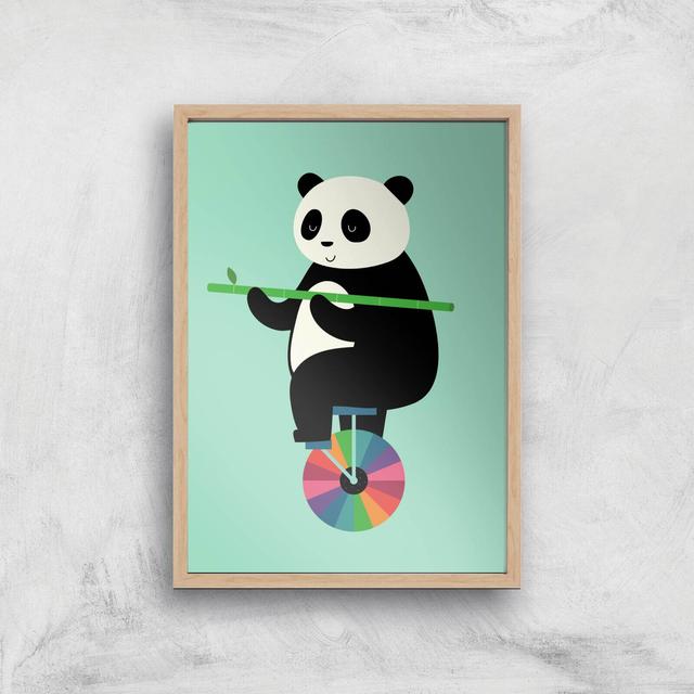 Andy Westface Balanced Bear Giclee Art Print - A4 - Wooden Frame on Productcaster.