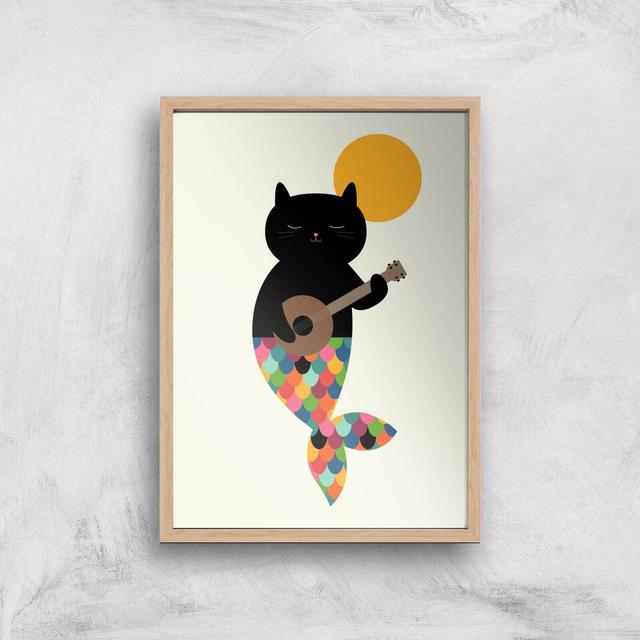 Andy Westface Purrmaid Giclee Art Print - A4 - Wooden Frame on Productcaster.