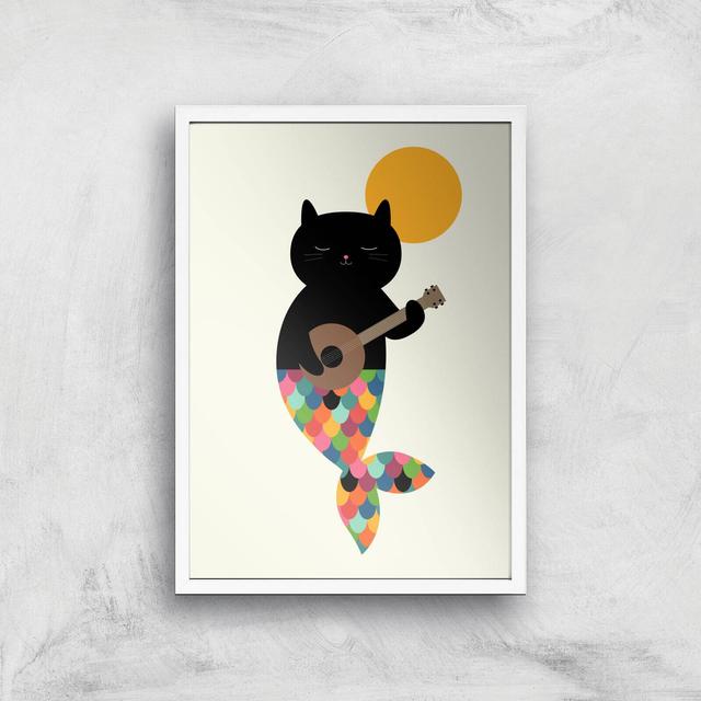 Andy Westface Purrmaid Giclee Art Print - A3 - White Frame on Productcaster.