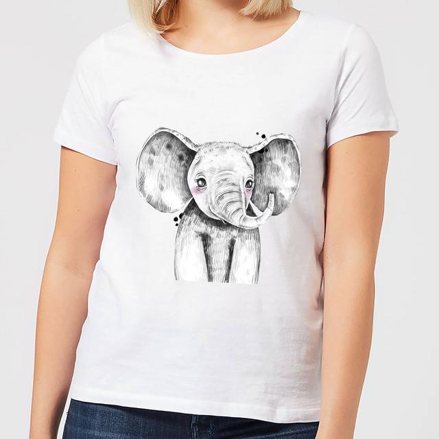 Cute Elephant Women's T-Shirt - White - XXL - White on Productcaster.