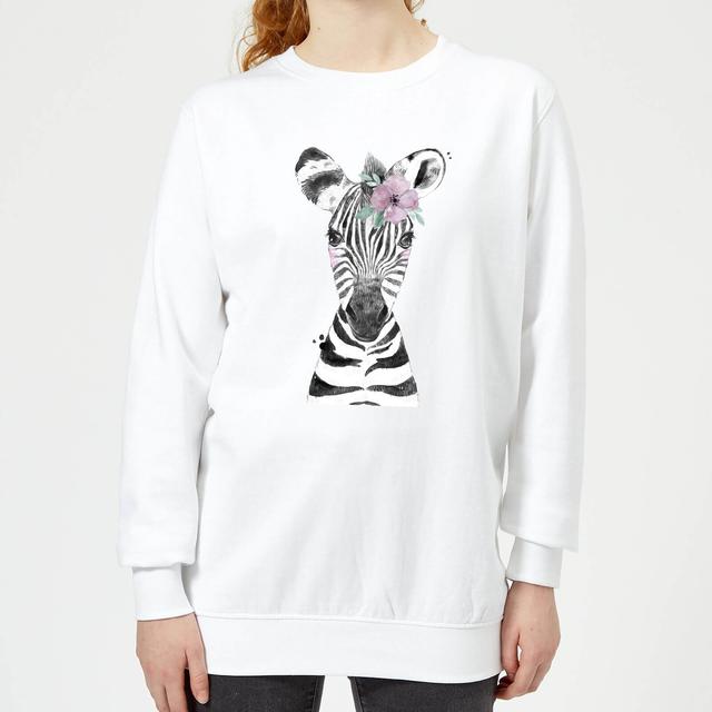 Floral Zebra Women's Sweatshirt - White - XXL on Productcaster.