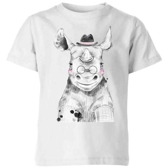 Literate Rhino Kids' T-Shirt - White - 5-6 Years - White on Productcaster.