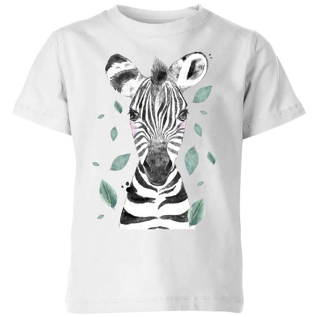 Zebra And Leaves Kids' T-Shirt - White - 7-8 Years - White on Productcaster.