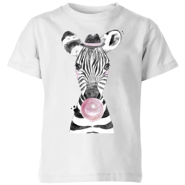 Bubblegum Zebra Kids' T-Shirt - White - 11-12 Jahre on Productcaster.