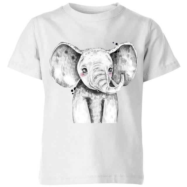 Cute Elephant Kids' T-Shirt - White - 5-6 Jahre - Weiß on Productcaster.