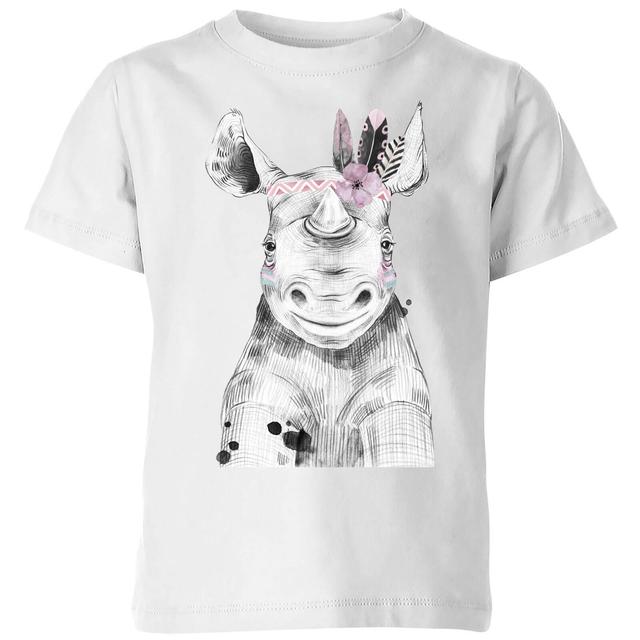 Indie Rhino Kids' T-Shirt - White - 7-8 Jahre - Weiß on Productcaster.