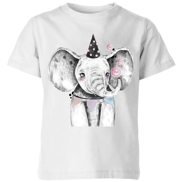 Party Elephant Kids' T-Shirt - White - 7-8 Jahre - Weiß on Productcaster.