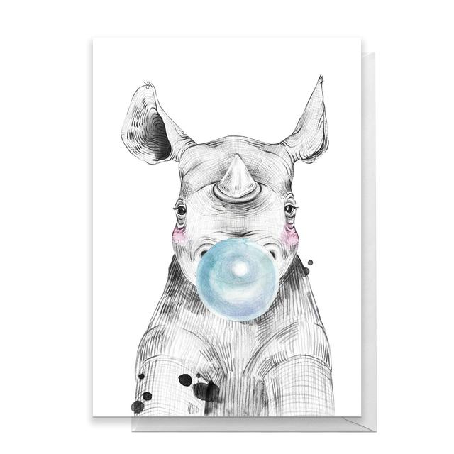 Rhino Blue Bugglegum Greetings Card - Standard Card on Productcaster.