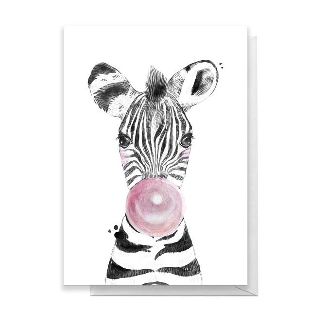 Zebra Pink Bubblegum Greetings Card - Large Card on Productcaster.