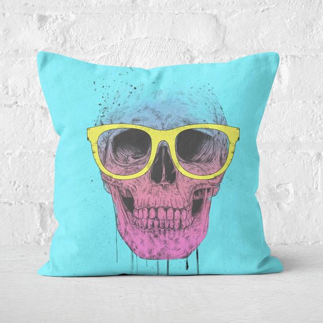 Pop Art Skull With Glasses Cushion Square Cushion - 60x60cm - Soft Touch on Productcaster.