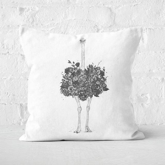 Floral Ostrich Cushion Square Cushion - 60x60cm - Soft Touch on Productcaster.