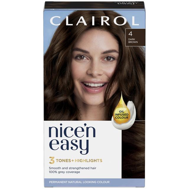 Clairol Nice' n Easy Crème Natural Looking Oil Infused Permanent Hair Dye 177ml (Various Shades) - 4 Dark Brown on Productcaster.