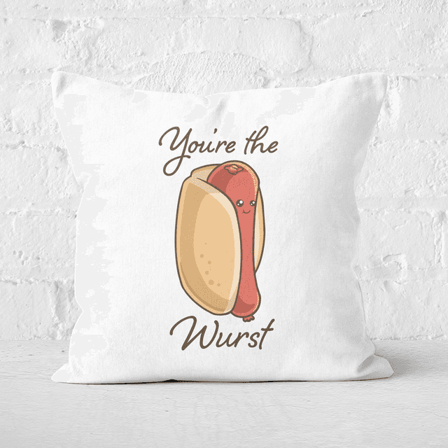 You're The Wurst Square Cushion - 40x40cm - Soft Touch on Productcaster.