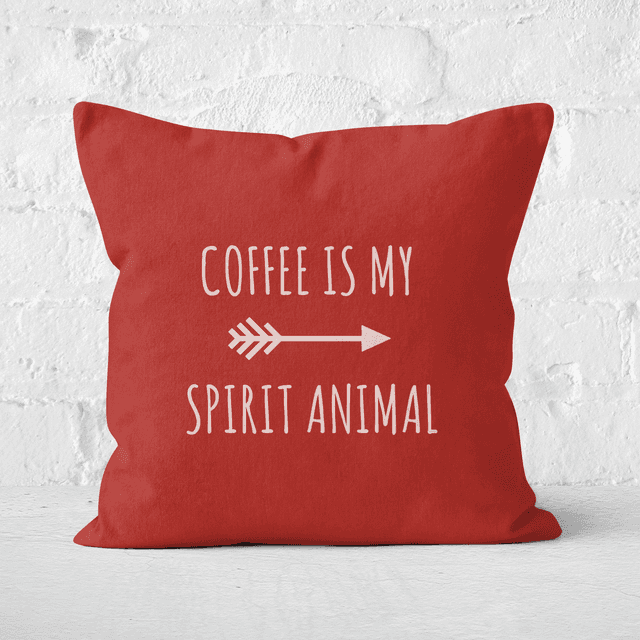 Coffee Is My Spirit Animal Square Cushion - 40x40cm - Soft Touch on Productcaster.