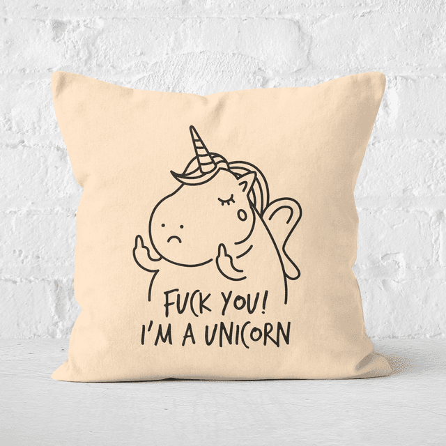 F*** You! I'm A Unicorn Square Cushion - 60x60cm - Soft Touch on Productcaster.