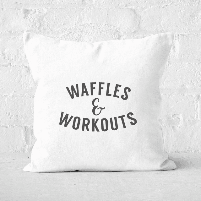 Waffles And Workouts Square Cushion - 50x50cm - Soft Touch on Productcaster.