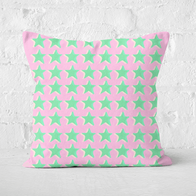 Pressed Flowers Riso Print Stars Square Cushion - 40x40cm - Soft Touch on Productcaster.