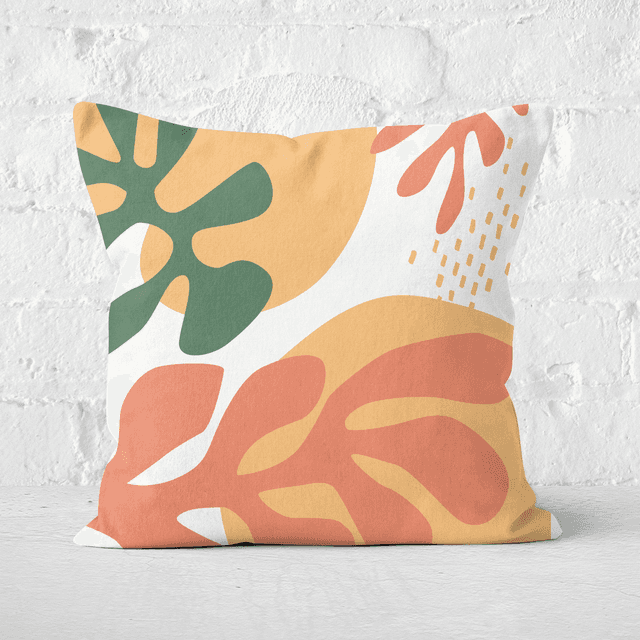 Pressed Flowers Mid Warm Leaf Pattern Square Cushion - 40x40cm - Soft Touch on Productcaster.