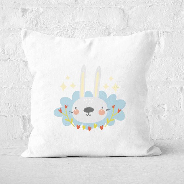 Pressed Flowers Easter Bunny Square Cushion - 50x50cm - Soft Touch on Productcaster.