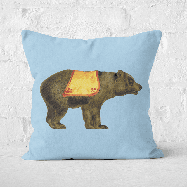 Pressed Flowers Circus Bear Square Cushion - 50x50cm - Soft Touch on Productcaster.