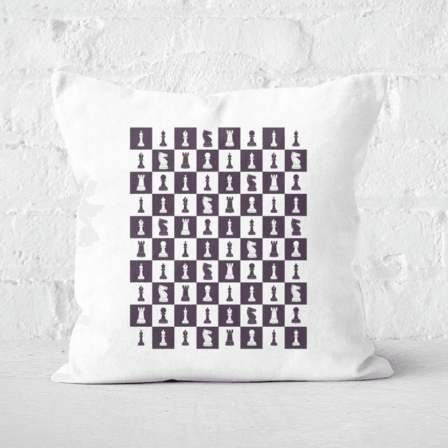 Chess Board Repeat Pattern Monochrome Square Cushion - 50x50cm - Soft Touch on Productcaster.