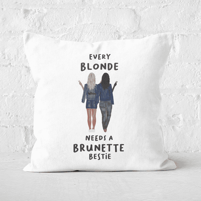 Pressed Flowers Every Blonde Needs A Brunette Bestie Square Cushion - 50x50cm - Soft Touch on Productcaster.