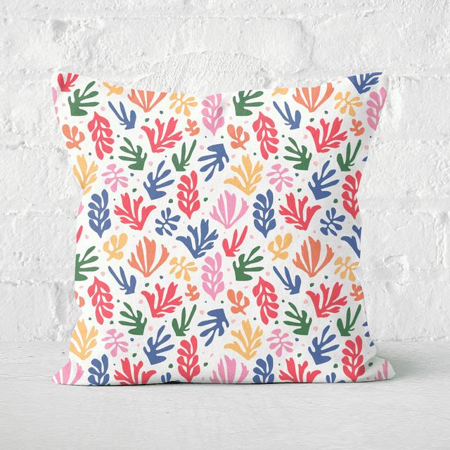 Pressed Flowers Rainbow Leaves Square Cushion - 60x60cm - Soft Touch on Productcaster.