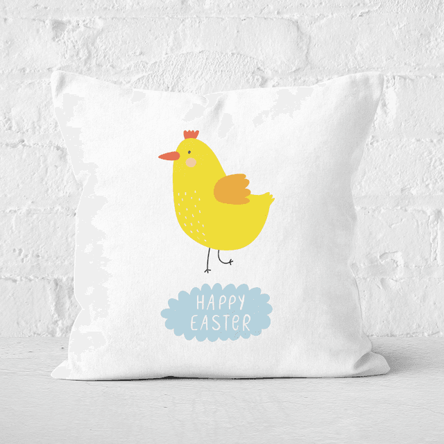 Pressed Flowers Happy Easter Chick Square Cushion - 50x50cm - Soft Touch on Productcaster.