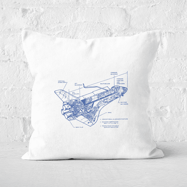 Shuttle Side View Schematic Square Cushion - 40x40cm - Soft Touch on Productcaster.