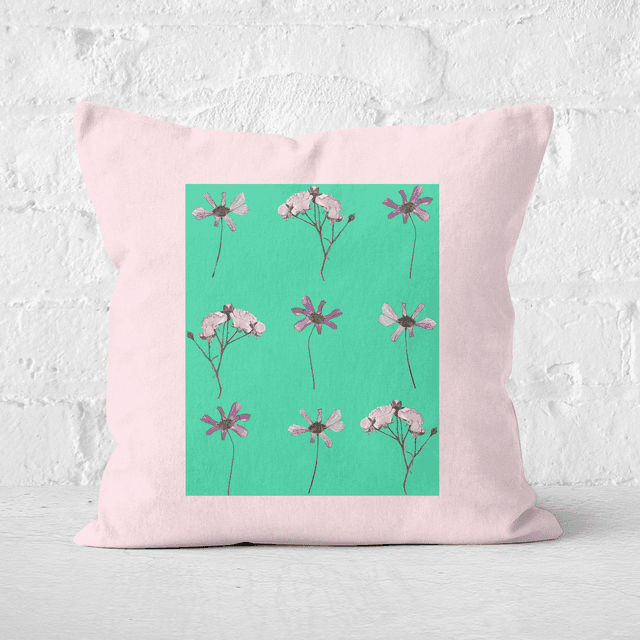 Pressed Flowers Natural Tone Trio Flowers Square Cushion - 60x60cm - Soft Touch on Productcaster.