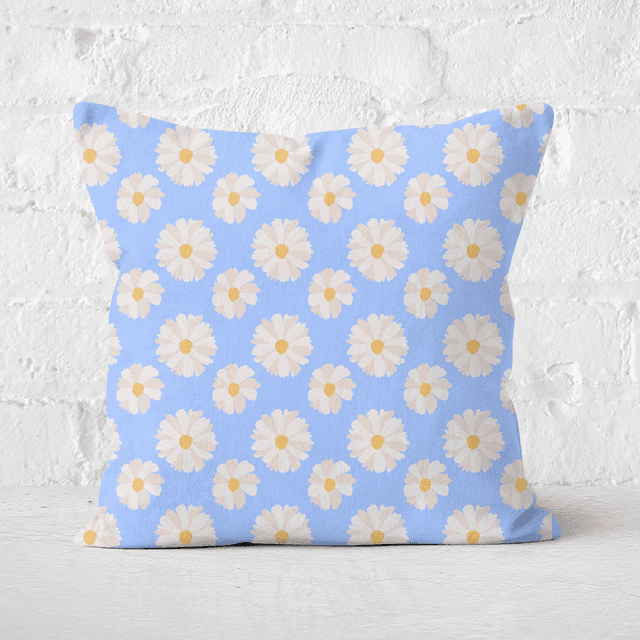 Pressed Flowers Daisy Square Cushion - 40x40cm - Soft Touch on Productcaster.