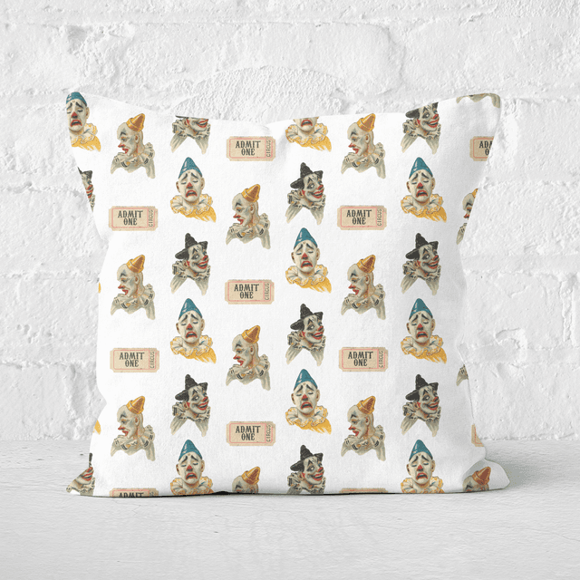 Pressed Flowers Circus Clown Pattern Square Cushion - 50x50cm - Soft Touch on Productcaster.