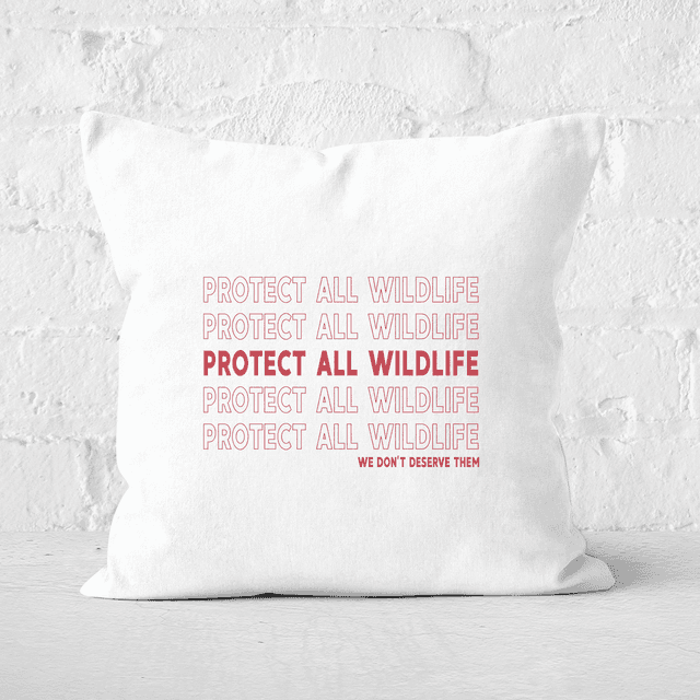 Pressed Flowers Protect All Wildlife Square Cushion - 60x60cm - Soft Touch on Productcaster.