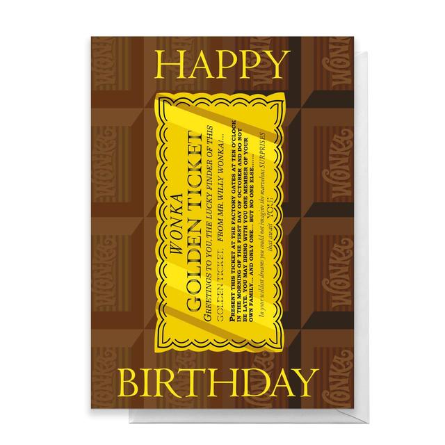 Willy Wonka Golden Ticket Birthday Greetings Card - Standard Card on Productcaster.