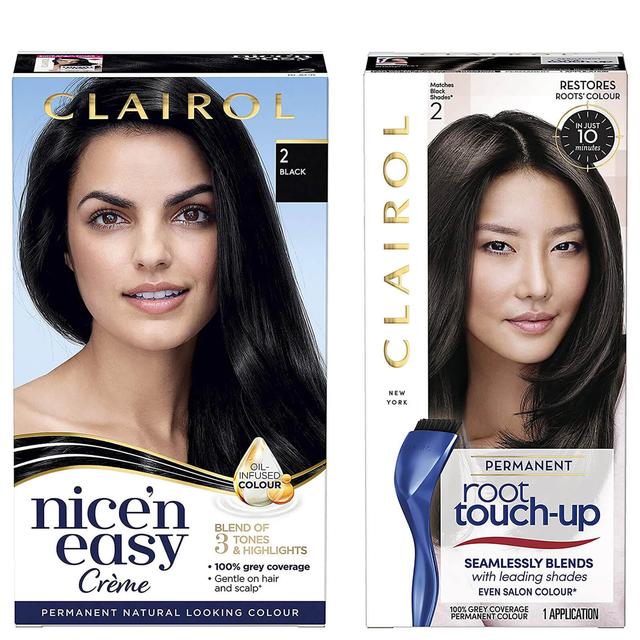 Clairol Nice' n Easy Permanent Hair Dye and Root Touch up Duo (Various Shades) - 2 Black on Productcaster.